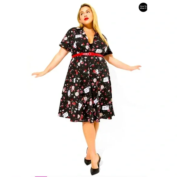 torrid retro dress Plus Size - Retro Chic Belted Swing Midi Dress